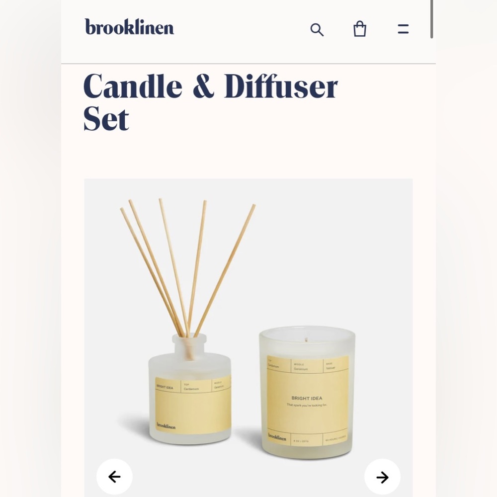 Brooklinen Diffuser and Candle Set
